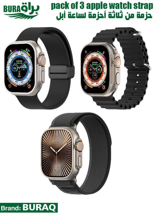 BURAQ - Apple Watch Band Strap For Apple Watch Ultra 2/Ultra 49mm, Series 10 46mm, 9/8/7 45mm, SE2/SE/6/5/4 44mm, 3/2/1 42mm - Image 1