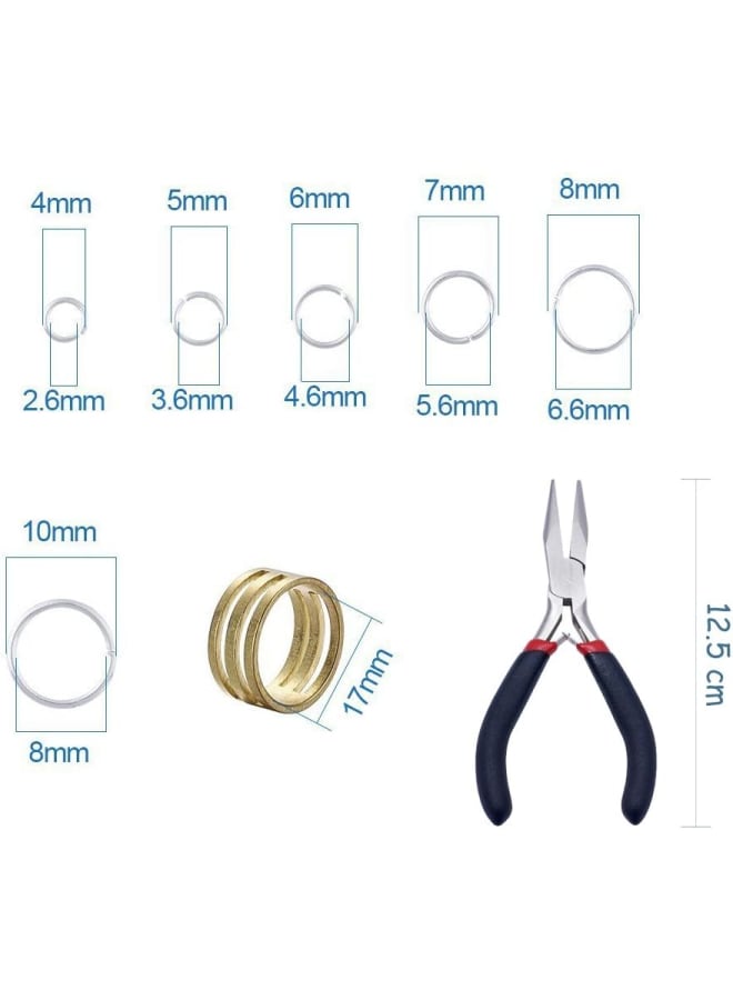 Pandahal Mixed Size 4-10mm 1500pcs/box Sliver Open Jump Rings Jewelry Supplies Kit with Plier and Assistant Tool Brass Rings for Jewelry Making - Image 2