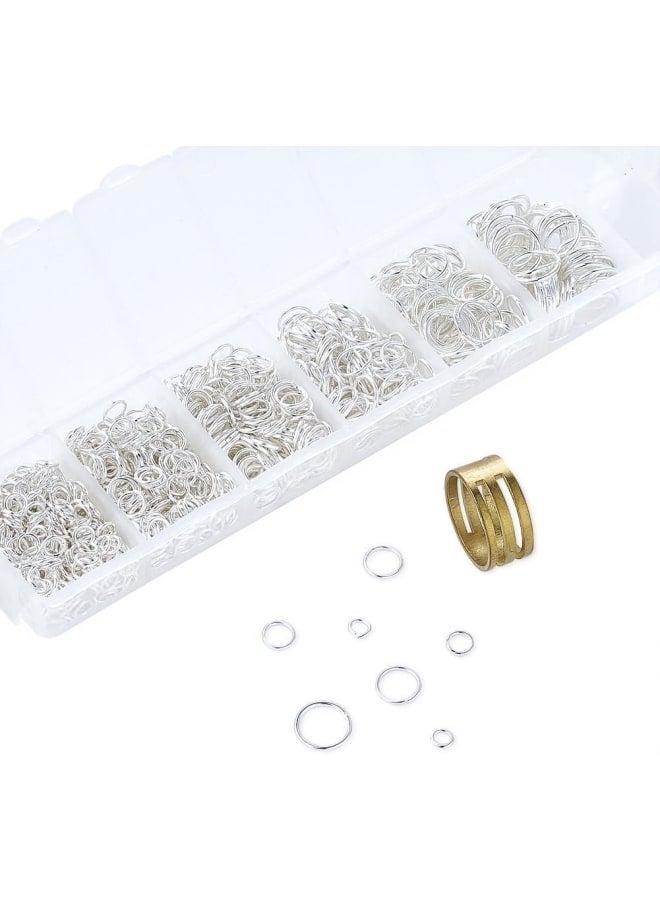 Pandahal Mixed Size 4-10mm 1500pcs/box Sliver Open Jump Rings Jewelry Supplies Kit with Plier and Assistant Tool Brass Rings for Jewelry Making - Image 3
