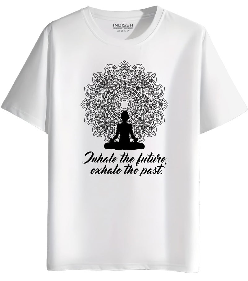 INDISSH Women's Regular Fit Half-Sleeves Themed Graphic Printed Tshirt | Regular Wear T-Shirt for Women's - WRN-YOGINH-WHT-2XL - Image 1