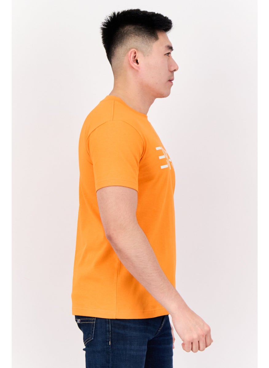 ESPRIT - Men Crew Neck Short Sleeves Graphic T-Shirt, Neon Orange - Image 1