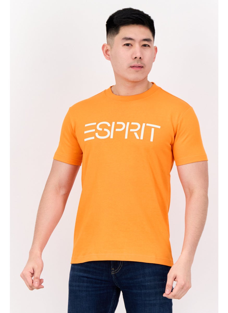 ESPRIT - Men Crew Neck Short Sleeves Graphic T-Shirt, Neon Orange - Image 1