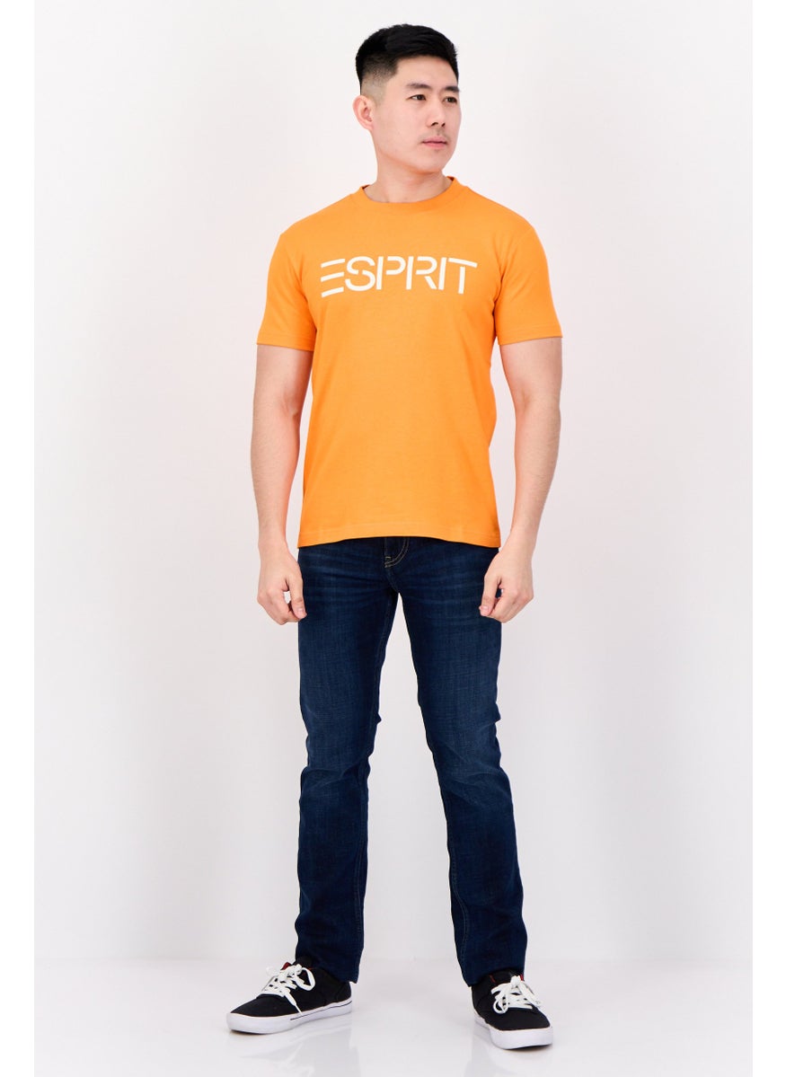 ESPRIT - Men Crew Neck Short Sleeves Graphic T-Shirt, Neon Orange - Image 1