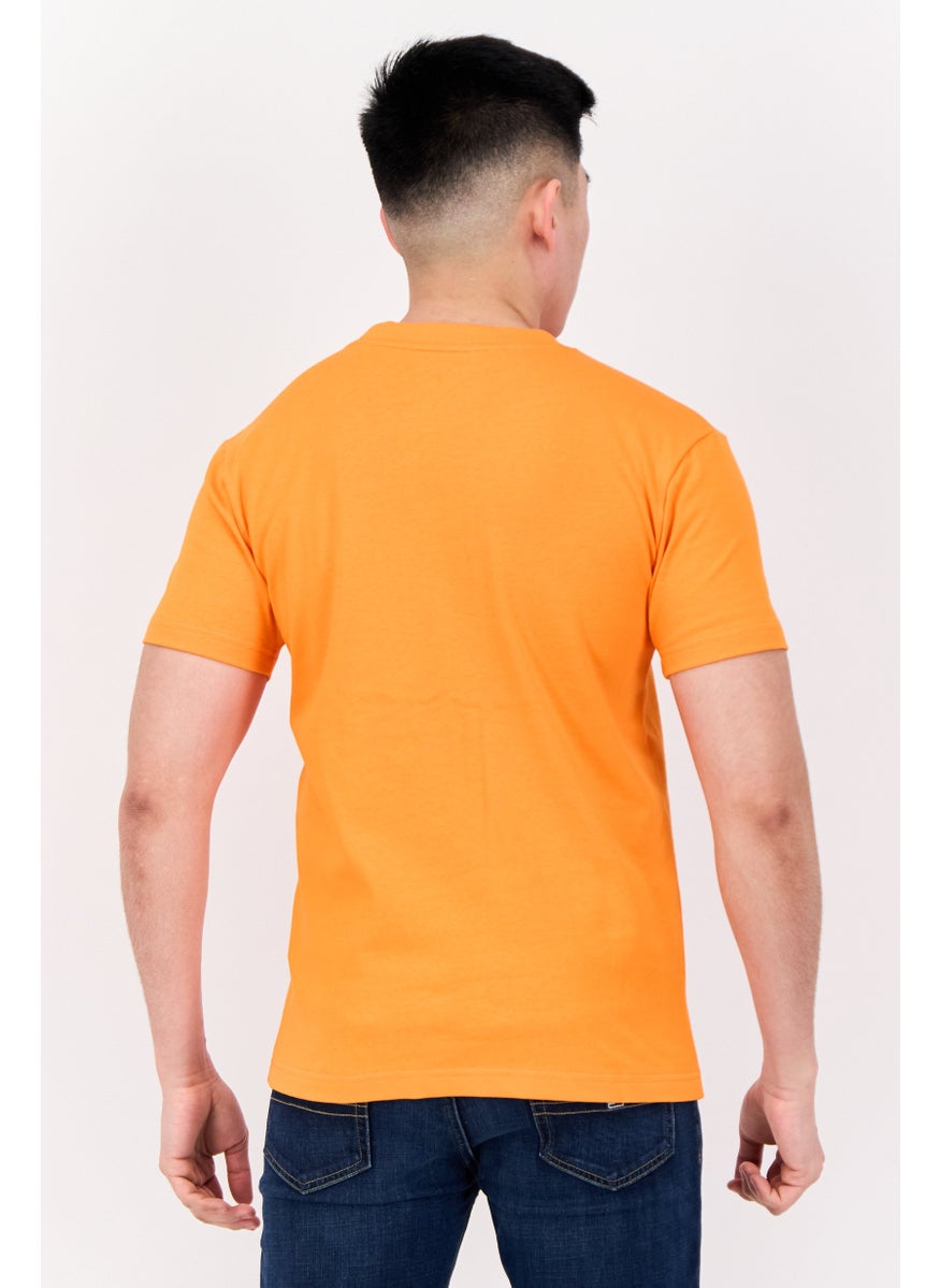 ESPRIT - Men Crew Neck Short Sleeves Graphic T-Shirt, Neon Orange - Image 1