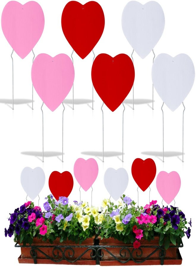 Yaocom مجموعة ياوكوم المكونة من 6 قطع من أوتاد زينة على شكل قلب لعيد الحب، تُستخدم كأواني زهور خارجية مزخرفة، مع لافتات تحمل عبارة "عيد حب سعيد"، لتزيين الحدائق ومستلزمات حفلات الزفاف والذكرى السنوية. - Image 1