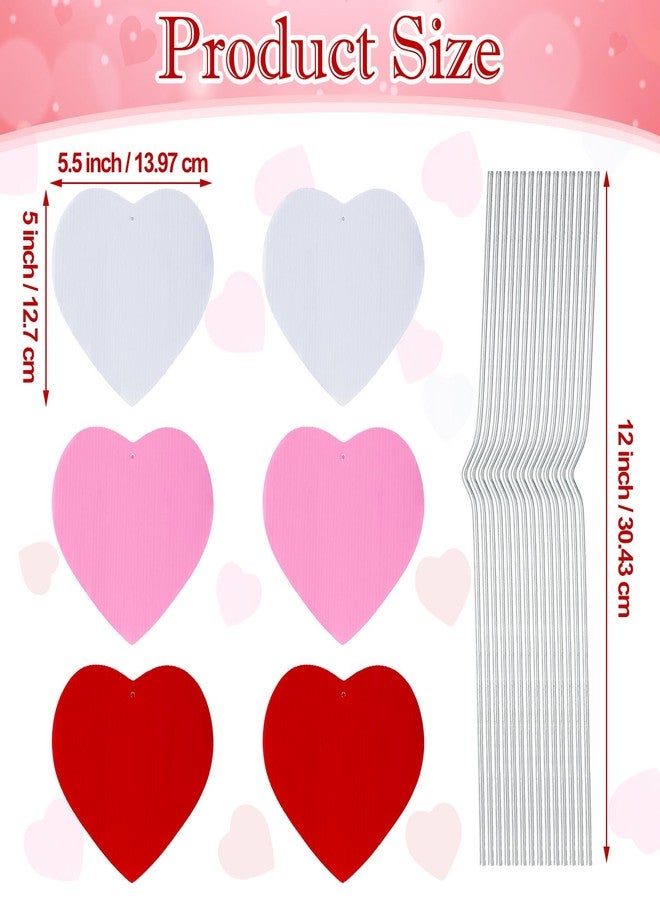 Yaocom مجموعة ياوكوم المكونة من 6 قطع من أوتاد زينة على شكل قلب لعيد الحب، تُستخدم كأواني زهور خارجية مزخرفة، مع لافتات تحمل عبارة "عيد حب سعيد"، لتزيين الحدائق ومستلزمات حفلات الزفاف والذكرى السنوية. - Image 2