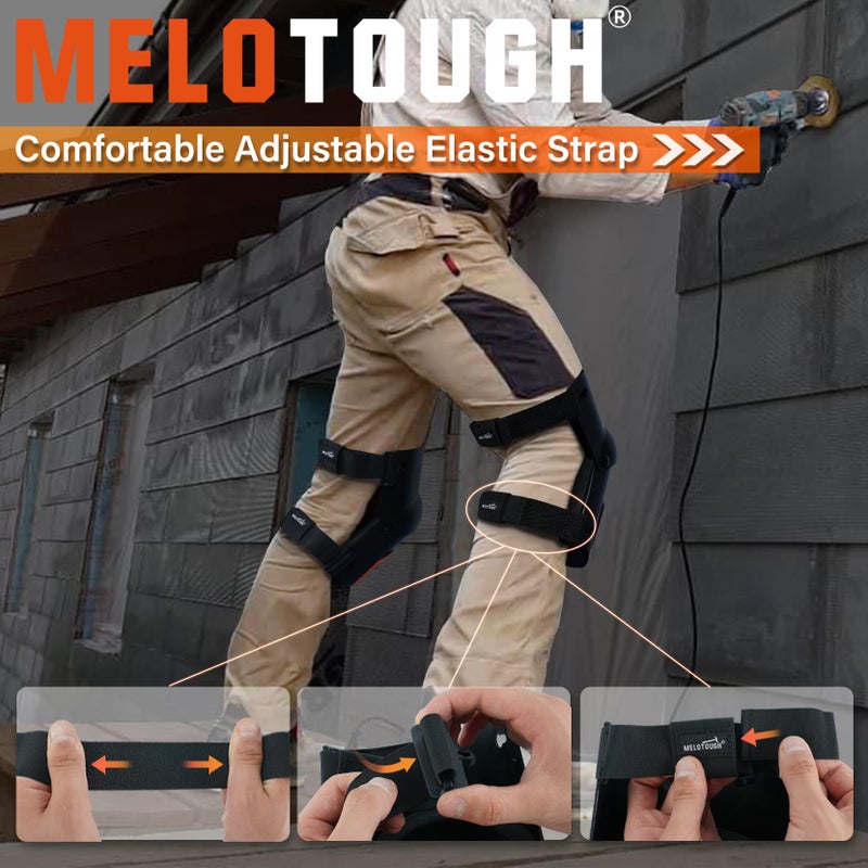 MELOTOUGH Knee Pads for Work,Construction,Flooring,Gardening-Comfortable and Flexible(Orange) - Image 4