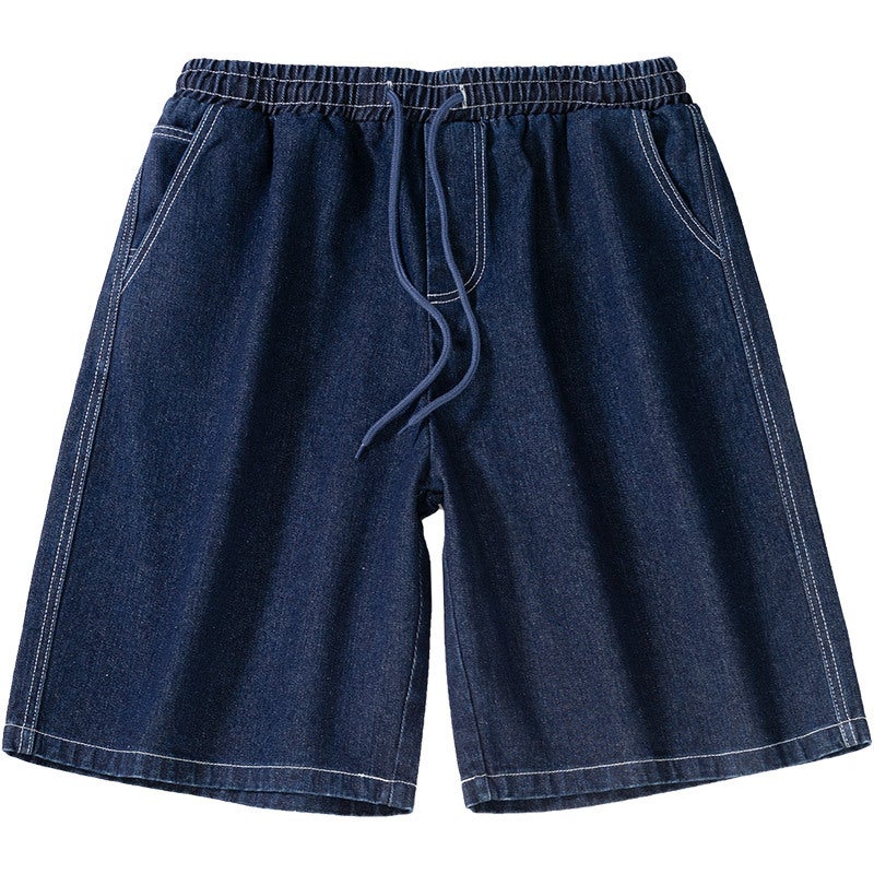 Bellken Early Rise Studio CityBoy Japanese Style Retro Washed Loose Denim Shorts Mens and Womens Casual Pants K991 dark blue