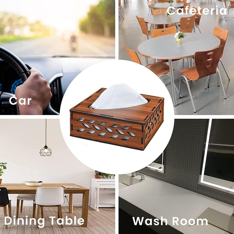 AKSHAR E-MART Wooden Decorative Tissue Paper Box Holder for car Home Office Desk and Restaurant - Image 2
