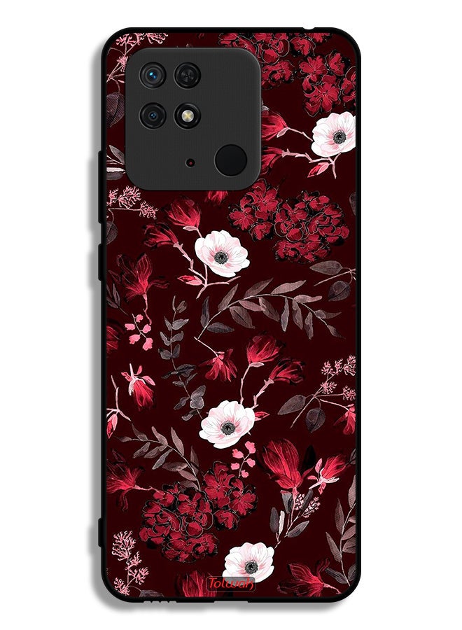 Tolwak Xiaomi Redmi 10C Protective Case Cover Small Flowers And Tropical Leaves - Image 2