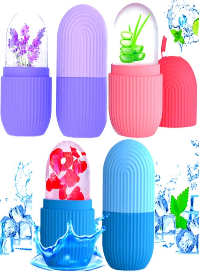 Pack of 3- Ice Roller for Face, Eyes, Body Massage. Natural Cold Therapy to Eliminate Puffiness, Dark Circles, Wrinkle. Promotes Blood Circulation for Glowing, Soft, Tight Skin (Pink, Purple & Blue) - Image 1