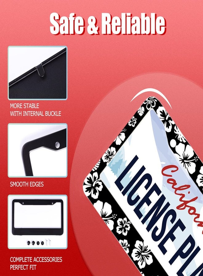 Omw2fyb 【2Pcs】 White Hibiscus Hawaii License Plate Frames Round Hole Personalise License Plate Frame Car Universal Accessories Aluminum Cars Decor Fits Standard US Vehicles Size: 12.2 x 6 Inches - Image 2