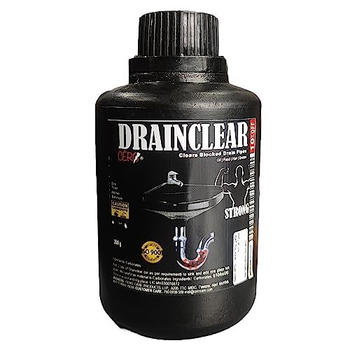 CERO DRAINCLEAR 1.45% WW Dry Powder Formula Removes Blockages, Drain Cleaner Powder for Unclogs Bathroom, Kitchen Sink Pipe Drainage System, Powerful Action Granules Plumbing Cleaner- 190g - Image 1