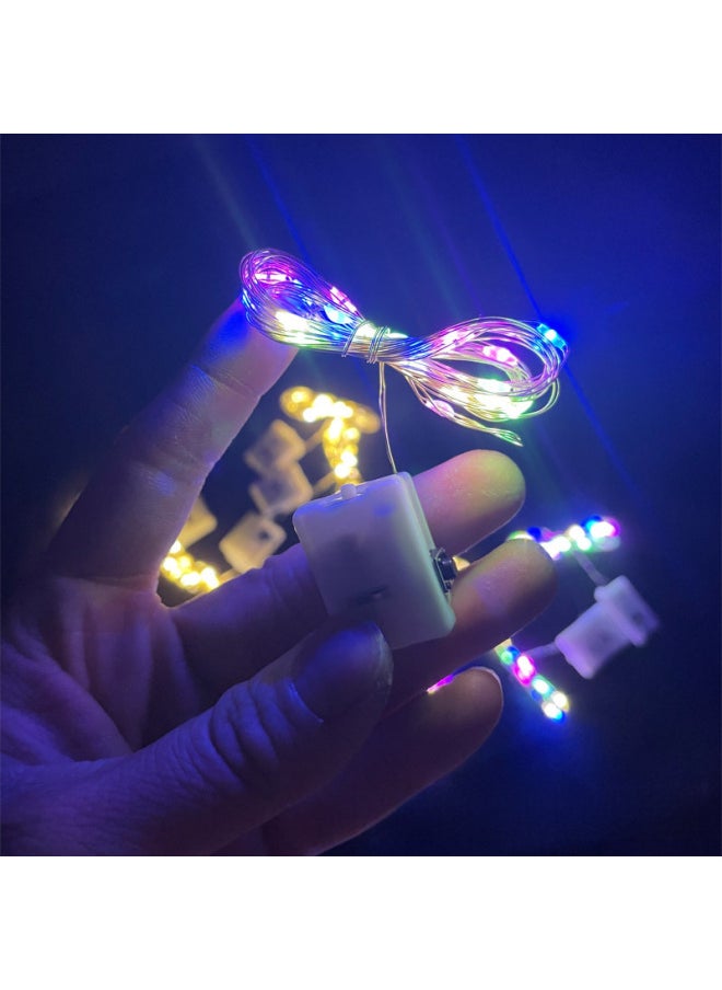 null - LED Copper Wire Colored Lights Small Light String Flowers Gift Box Cake Decoration Atmosphere Light Wave Ball String Light With Light Line Wholesale-Specifications:0.7 M 14 Lights Warm Color (bulk, Comes With 3 Electronics) - Image 1
