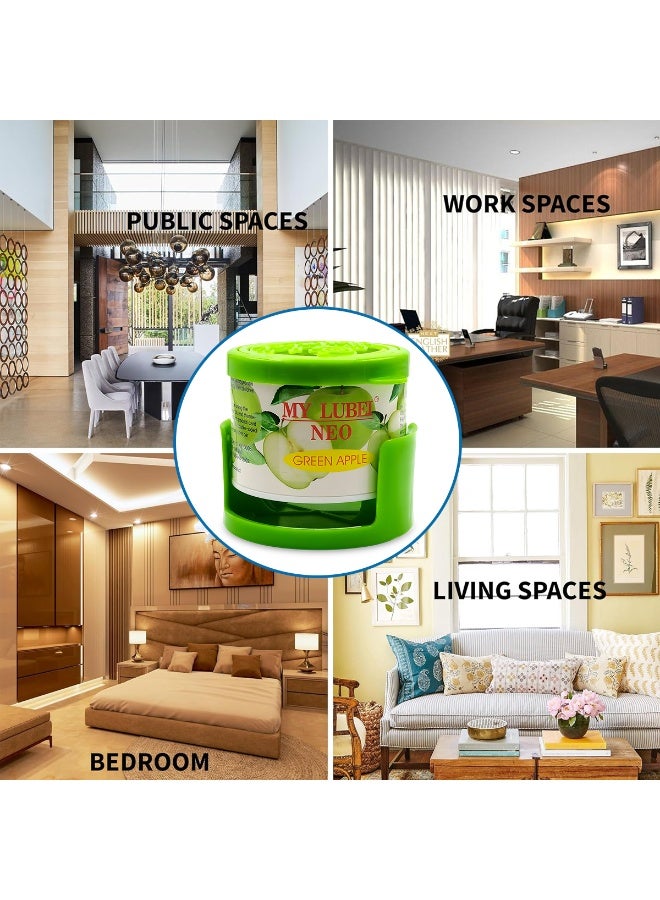 معطر جو جل للسيارة برائحة التفاح الأخضر من MY LUBEI NEO، مزيل للروائح الكريهة يدوم طويلًا برائحة التفاح الأخضر المنعشة للسيارة والمنزل والمكتب، معطر جو جل صديق للبيئة مع حامل لوضعه على لوحة القيادة وحامل الأكواب - Image 3
