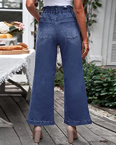 GRAPENT Women's High Waisted Mom Jeans Flared Jeans for Women High Waist Effortless Flow Jean Pants Color Darkness Blue Size 16 Size 18 - Image 2