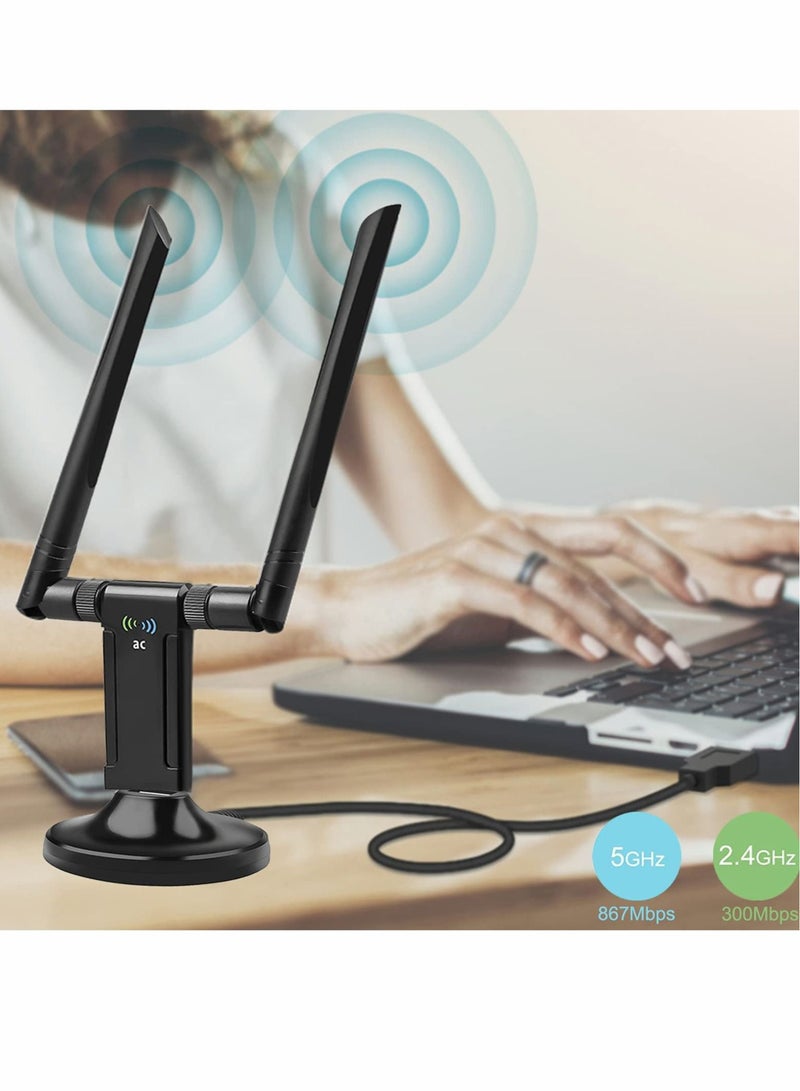 كابتن تيك Wireless USB WiFi Adapter for PC, 1200Mbps Dual Band WiFi Dongle 2.4G/5G with USB 3.0 Cradle - Image 3