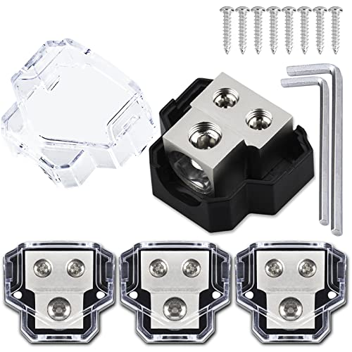 Hamolar 4 Pack 2 Way Power Distribution Block, 0/2/4 Gauge in / 4/8 Gauge Out Amp Power Distribution Ground Distributor Connecting Block for Car Audio Amplifier Splitter - Image 1
