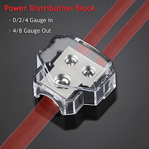 Hamolar 4 Pack 2 Way Power Distribution Block, 0/2/4 Gauge in / 4/8 Gauge Out Amp Power Distribution Ground Distributor Connecting Block for Car Audio Amplifier Splitter - Image 5