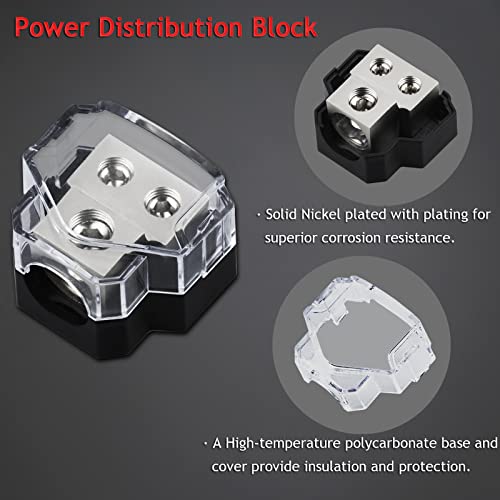 Hamolar 4 Pack 2 Way Power Distribution Block, 0/2/4 Gauge in / 4/8 Gauge Out Amp Power Distribution Ground Distributor Connecting Block for Car Audio Amplifier Splitter - Image 4