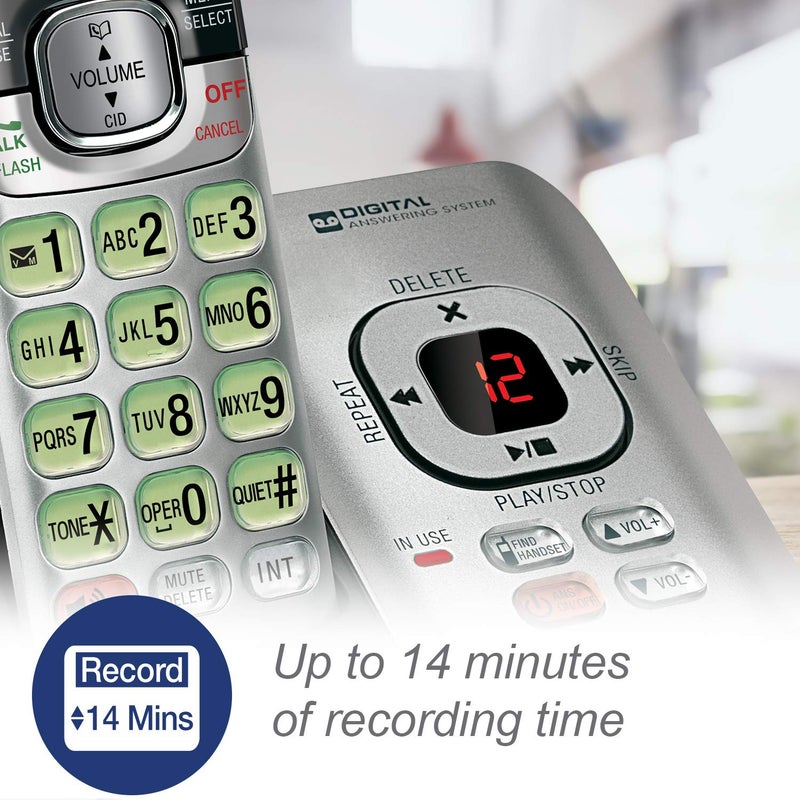 VTech CS6529-2 2-Handset Cordless Phone with Answering Machine, Caller ID/Call Waiting, DECT 6.0, Handset Speakerphone, Silver/Black - Image 2