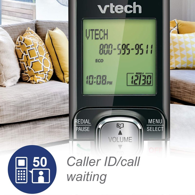 VTech CS6529-2 2-Handset Cordless Phone with Answering Machine, Caller ID/Call Waiting, DECT 6.0, Handset Speakerphone, Silver/Black - Image 3