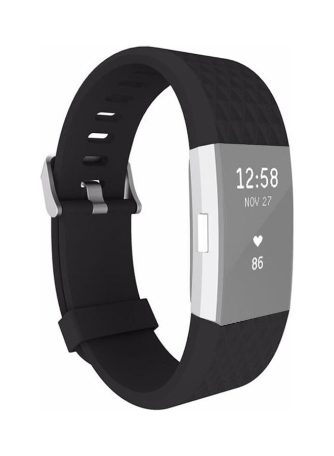 NIBEMINENT Diamond Texture TPU Watchband For Fitbit Charger 2 Bracelet Watch Black - Image 1
