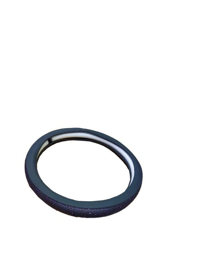 غطاء عجلة القيادة، جلد، مقاس متوسط، 38 سم، لون أسود في أرجواني لامع - Image 3