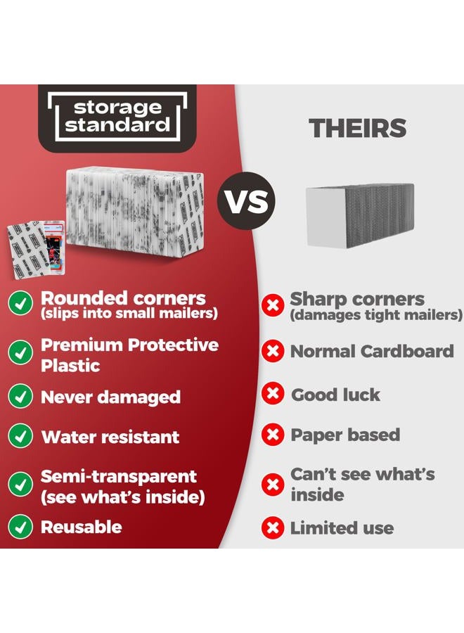 Storage Standard حماة بطاقات التداول لوازم الشحن، عبوة 110 - 4 بوصة × 6 بوصة أكمام بطاقات مصنفة للإدراج في البريد، حامل بطاقات بلاستيكي شبه صلب أفضل من أوراق الكرتون المموجة - Image 2