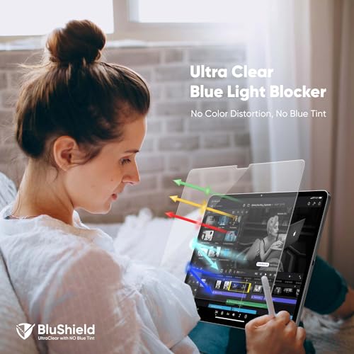 FLOLAB ONETIME NanoArmour Screen Protector for iPad Pro 11 Inch M4 M5 20242025 Tempered Glass TruColor Blue Light Blocker No Blue Tint Ultra Clear Easy Install Durable - Image 3