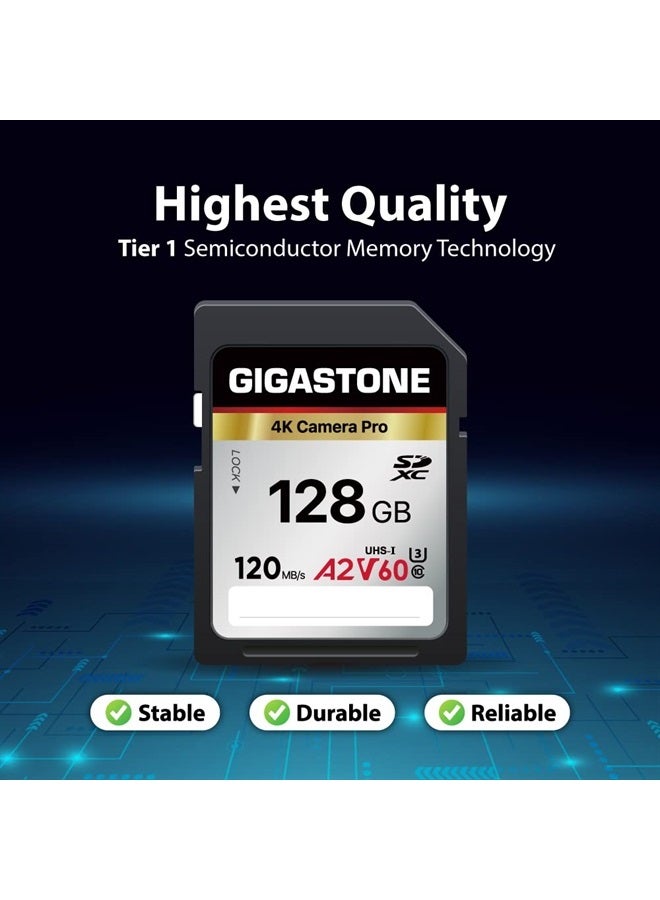 Gigastone 128GB SD Card, 4K Camera Pro, A2 V60 SDXC Memory Card High Speed 4K Ultra HD UHD Video Compatible with Canon Nikon Sony Pentax Kodak Olympus Panasonic Digital Camera, with 1 Mini case - Image 4