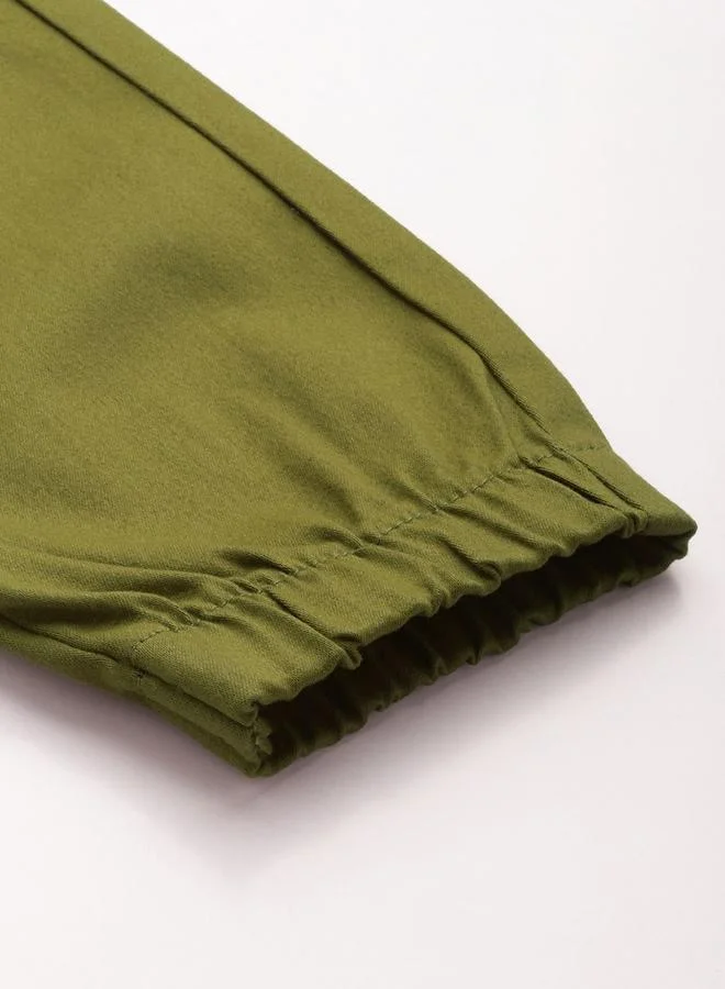 The Indian Garage Co  Men Olive Slim Fit Solid Joggers for Men | Best Price UAE