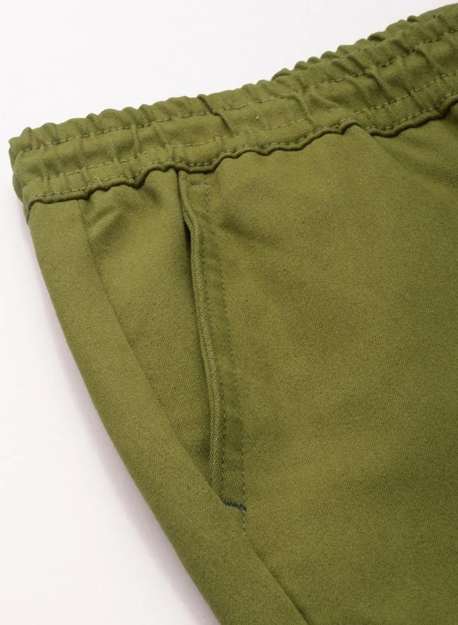The Indian Garage Co  Men Olive Slim Fit Solid Joggers for Men | Best Price UAE