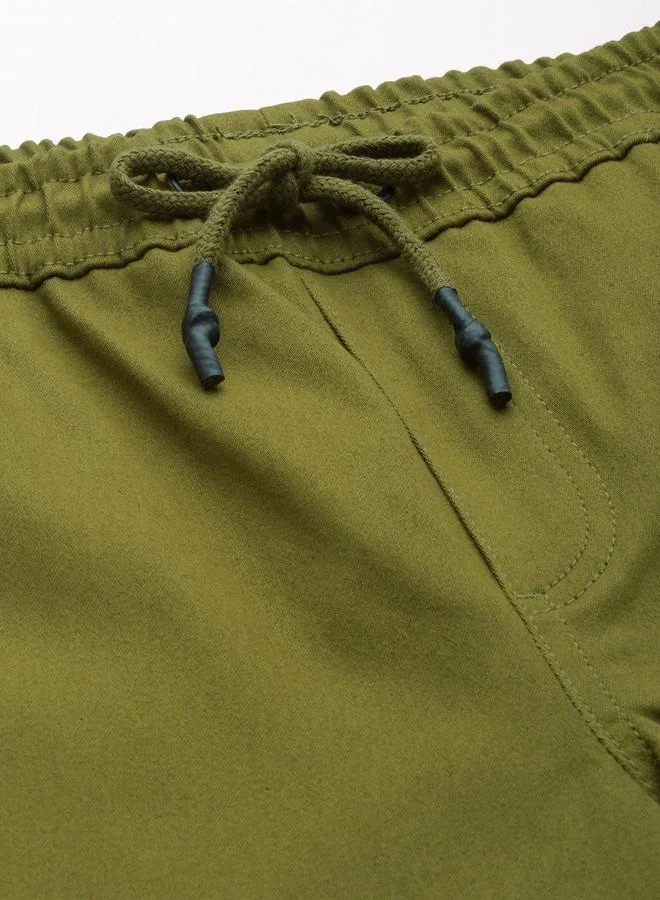 The Indian Garage Co  Men Olive Slim Fit Solid Joggers for Men | Best Price UAE