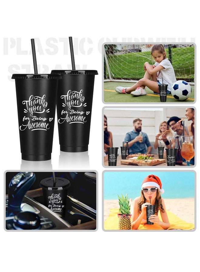 Mifoci Bulk Thank You Teacher Appreciation Gifts Volunteer Employee Appreciation Gifts Cups Tumblers 24oz Inspirational Cups with Straws Lids for Team Volunteer Coworker Staffs(Black,30 Pcs) - Image 3