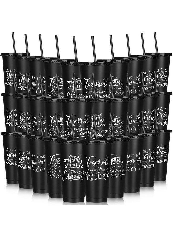 Mifoci Bulk Thank You Teacher Appreciation Gifts Volunteer Employee Appreciation Gifts Cups Tumblers 24oz Inspirational Cups with Straws Lids for Team Volunteer Coworker Staffs(Black,30 Pcs) - Image 1