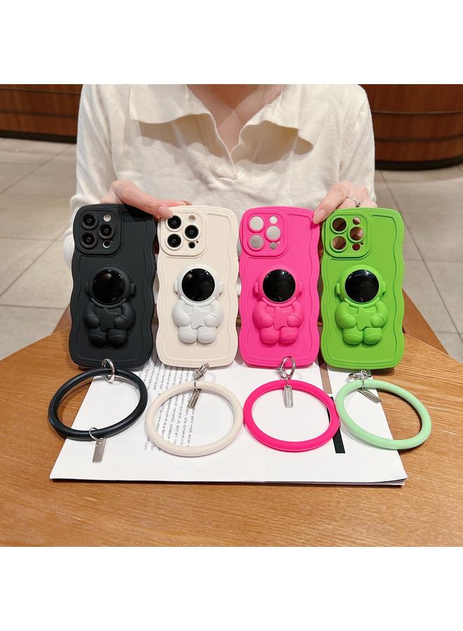 اس-توب جراب لهاتف iPhone 12 Pro Max، جراب سيليكون ثلاثي الأبعاد مع حامل رائد فضاء، مع سوار معصم - Image 2