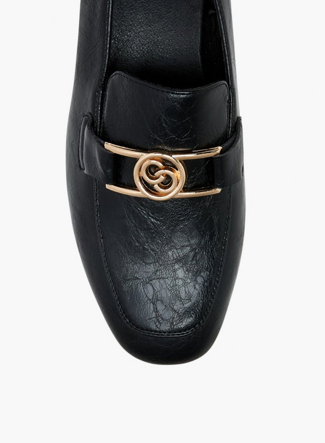 Celeste Women's Metal Accent Slip-On Loafers with Block Heels - Image 4