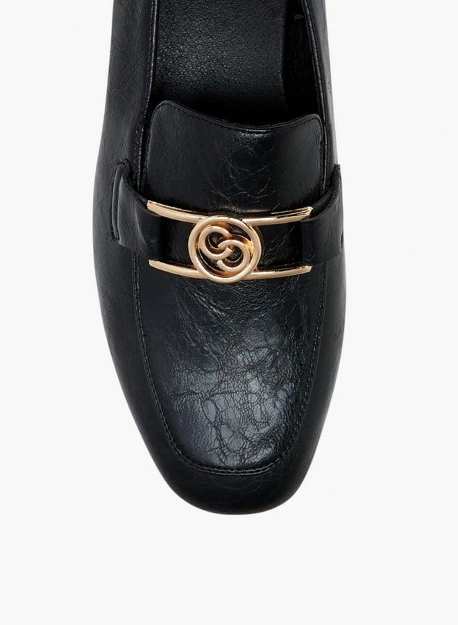 Celeste Women's Metal Accent Slip-On Loafers with Block Heels - Image 4