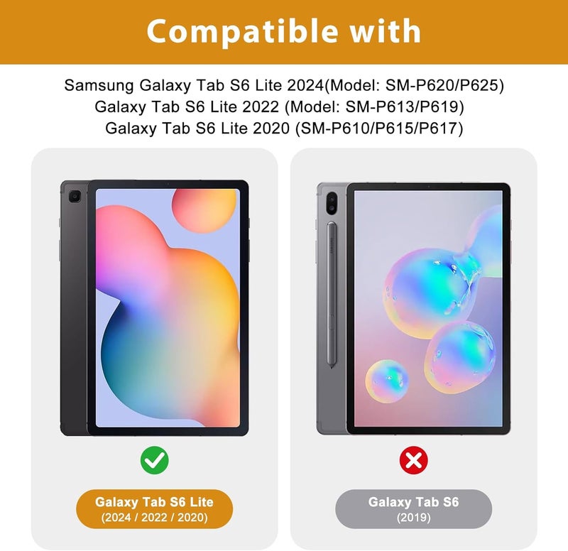 Procases For Galaxy Tab S6 Lite 2024 2020 10.4 Inch Case, Premium Pu Leather Protective Stand Folio Cover With Strap, Multiple Viewing Angles, Document Card Pocket For Tab S6 Lite Tablet 10.4" -Black - Image 2