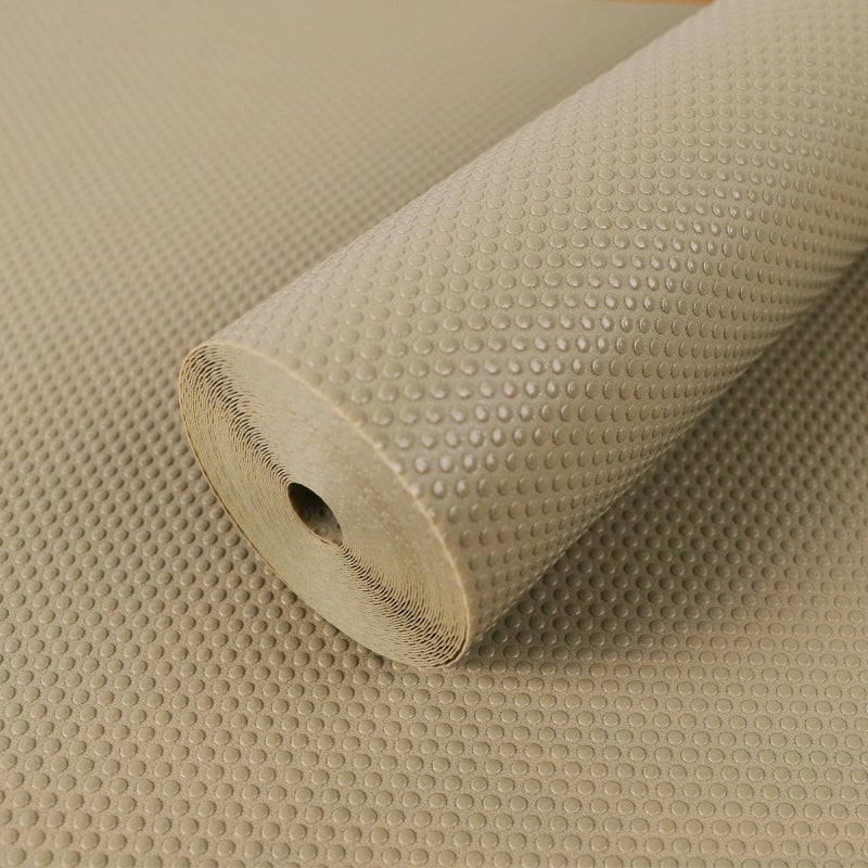 FLPMIX Shelf Liners for Kitchen Cabinets: 17.7" Wide Waterproof Non-Adhesive Drawer Liner - 17.7" x 96" Khaki Easy to Cut Cupboard Mat for Pantry Shelves - Image 1