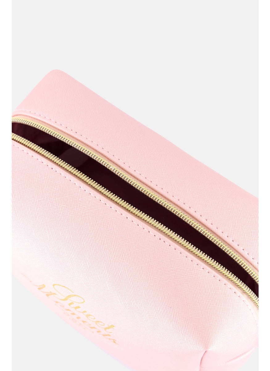 Posh  Pop Women Metallic Make Up Bag, Pink  - Image 3