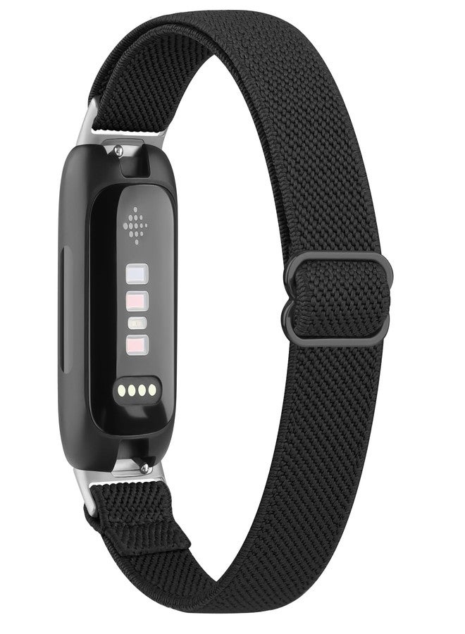 Meliya Elastic Bands for Fitbit Inspire 3 for Women Men, Soft Adjustable Stretchy Nylon Loop Wristband Sport Replacement Straps for Fitbit Inspire 3 Fitness Tracker (Black) - Image 1