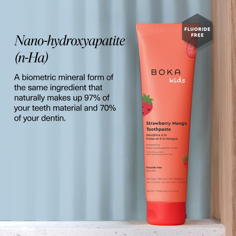 Boka Fluoride Free Toothpaste Nano Hydroxyapatite Toothpaste - Strawberry Mango Flavor, 4 oz 1Pk US Manufactured - Image 4