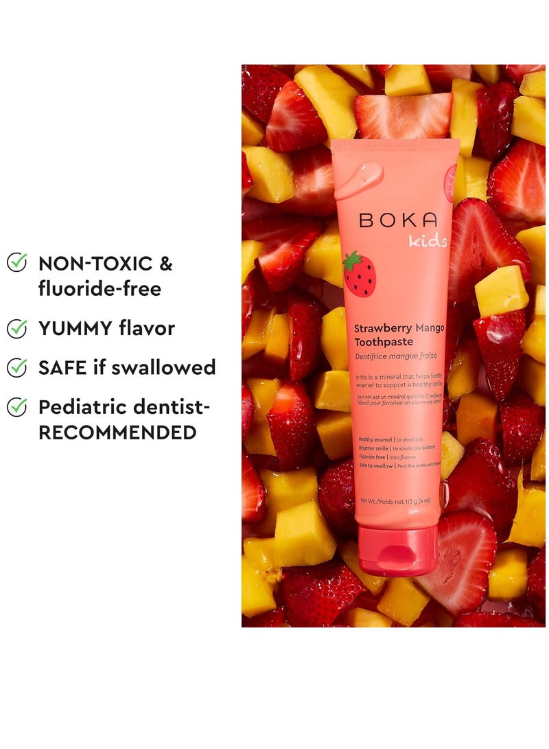 BOKA Boka Fluoride Free Toothpaste- Nano Hydroxyapatite, Remineralizing, Sensitive Teeth, Whitening- Dentist Recommended for Adult, Kids Oral Care- Strawberry Mango Flavor, 4oz 1Pk - US Manufactured - Image 4
