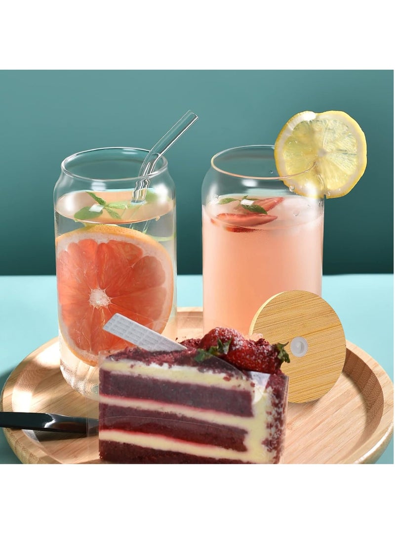 FASHION HOME Can Shaped Drinking Glass Sake Cups with Straws 16oz Iced Coffee Glasses Tumbler Cup Clear Water Bottle Set of 2 - Image 2