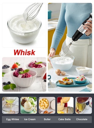5-in-1 Electric Hand Blender,Hand Mixer Blender, 2 Speeds, 600ml Beaker, 500ml Chopping Bowl, Hand Blender Machine,Chopper, Electric Whisk, Milk Frother, 800W, Black - view 4