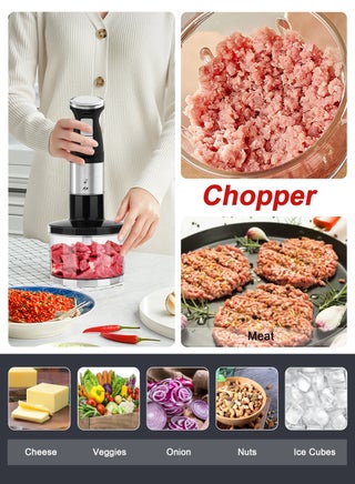 5-in-1 Electric Hand Blender,Hand Mixer Blender, 2 Speeds, 600ml Beaker, 500ml Chopping Bowl, Hand Blender Machine,Chopper, Electric Whisk, Milk Frother, 800W, Black - view 5