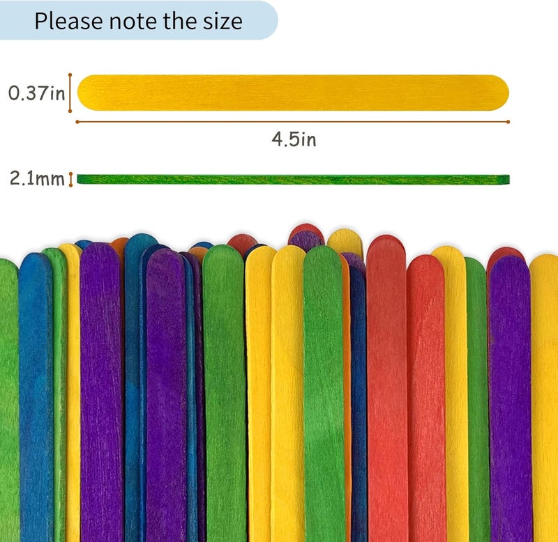 KTOJOY 100 Pcs Colored Craft Sticks Ice Cream Natural Wood Popsicle Craft Sticks 45 inch Length Treat Sticks Ice Pop Sticks for DIY Crafts - Image 4
