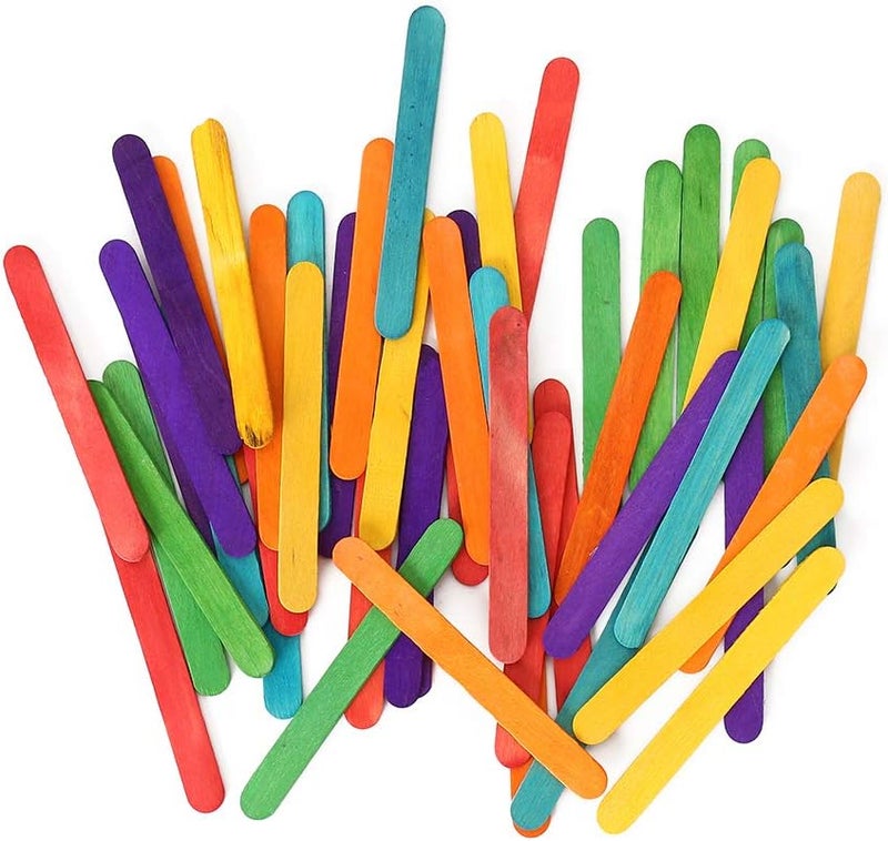 KTOJOY 100 Pcs Colored Craft Sticks Ice Cream Natural Wood Popsicle Craft Sticks 45 inch Length Treat Sticks Ice Pop Sticks for DIY Crafts - Image 2